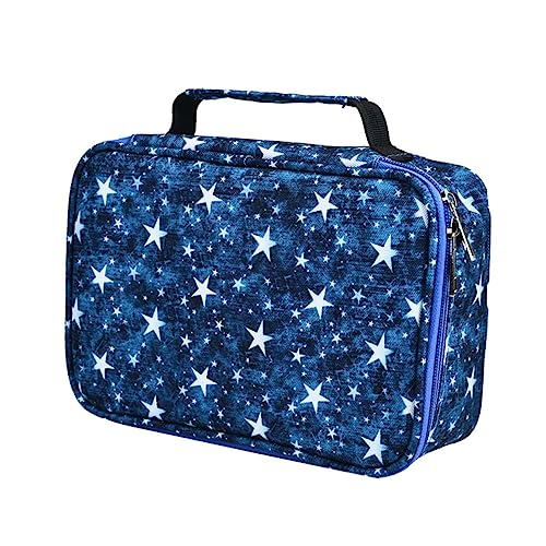NUOBESTY 1stück Zipper Design Federmäppchen Für Bleistifte Großer Stauraum Und Organizer Für Zeichenstifte Langlebige Stofftasche Blau Mit Fünf Punkten von NUOBESTY
