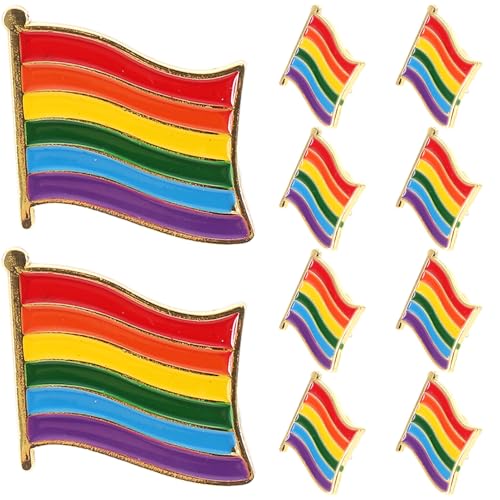 NUOBESTY 10 Stück Regenbogenflaggen-Broschen Aus Eisen Einbrennlack Für Festivals Partys Versammlungen Kleidungsdekorationen von NUOBESTY