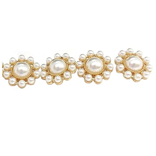 NUOBESTY 10stücke Blumenförmige Knöpfe Mit Runden Perlenverschluss Legierung Kleidungsschnallen Bekleidungszubehör Für Damen Beige Strapazierfähig Mit Zarter von NUOBESTY
