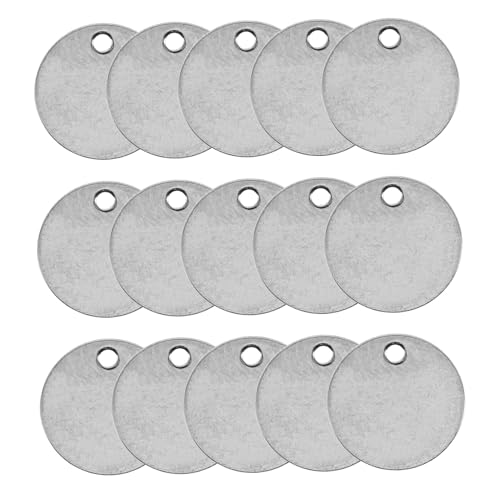 NUOBESTY 100 Stück Runder Anhänger aus Edelstahl runde Namensschilder Edelstahl-Blankprägung runde Metallanhänger Namensschilder aus Metall leere stempelanhänger Rostfreier Silber von NUOBESTY