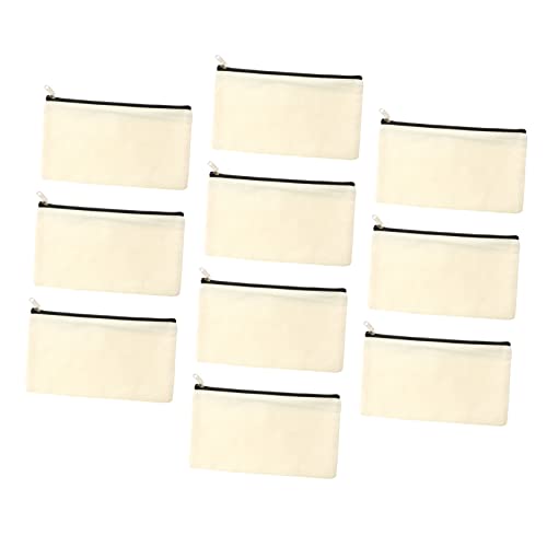 NUOBESTY 10stücke Canvas Stiftbeutel DIY Handwerk Leere Make-up Taschen Mehrzweck Reisetasche Schüler Schreibwaren Aufbewahrungstasche Kosmetiktasche Schminktasche Münztasche von NUOBESTY