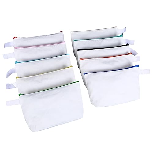 NUOBESTY 10stücke Leere Canvas Taschen Für Kosmetiktasche Bastelbedarf Tragbare Stoffbeutel Für Schule Make-up Und von NUOBESTY