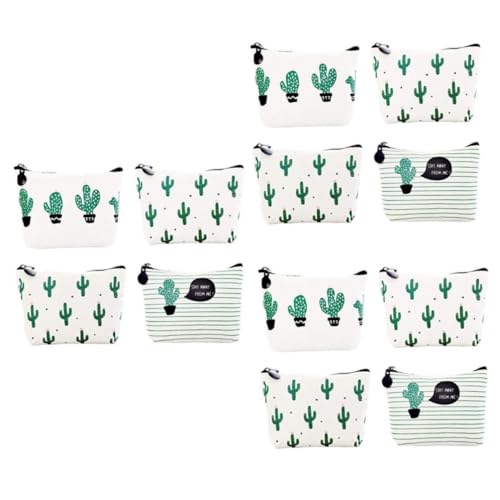 12 STK aufbewahrungssack Storage Pockets zurrschlaufe Zip Federmäppchen für Schüler Kosmetik-Make-up-Tasche Wenig frisch Kaktus Aufbewahrungstasche Schlüsselbox Student Geldbörse von NUOBESTY