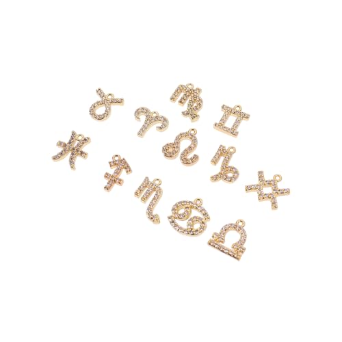 NUOBESTY 12 Stück Teiliges Kupfer Ohrstecker mit Tierkreis anhängern Eleganter Schmuck zum Basteln von Individuellen Ohrschmuck Modisch und Vielseitig für Damen und Besondere Anlässe von NUOBESTY