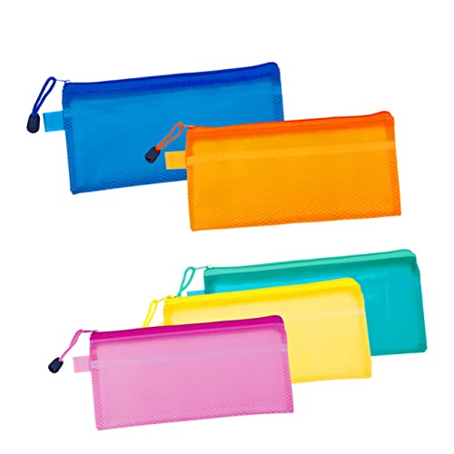 NUOBESTY 12 Stücke Mesh Reißverschluss Datei Und Mädchen Bleistift Fall Groß PVC Schule Schreibwaren Tasche Zufällige Farbe von NUOBESTY