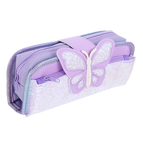 NUOBESTY 1stk Schreibwaren-Box Make- up Kosmetiktasche Süße Kinder Federmäppchen Reißverschluss- Stiftbox Reversibler Paillettenstiftbeutel Student Mode Aufbewahrungstaschen Violett Pu von NUOBESTY