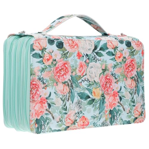 NUOBESTY 1stk Schreibwaren-Box Griff Stifttasche Bleistiftbeutel Zum Zeichnen Federmäppchen Handhaben Tragbare Schreibwarentasche Tasche Für Zeichenstifte Stiftetui Green Oxford-Stoff von NUOBESTY