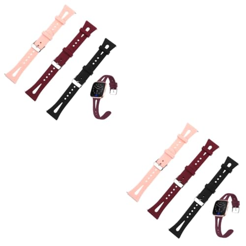 NUOBESTY 2 Sätze Teiliges Silikon Uhrenarmband Schwarz Und Weinrot Schnellverschluss Armbänder Für Atmungsaktives Verstellbares Design Mit Mehreren Löchern Für Optimalen 3 Stücke * 2 von NUOBESTY