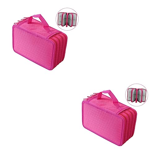 NUOBESTY 2 Stück 72 Federmäppchen aus Segeltuch Farbiges Federmäppchen aufbewahrungssack Storage Pockets Zip Stifthalter-Organisator Bleistiftbeutel 72 Mädchen Veranstalter Schreibwaren-Box von NUOBESTY