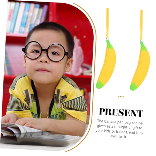 NUOBESTY 2 Stück Bananenform Silikon Federmäppchen Großem Fassungsvermögen Weiches Stiftetui für Schüler Tragbare Stifttasche mit Viel Platz Niedliches Schreibwaren Organizer für Schule von NUOBESTY