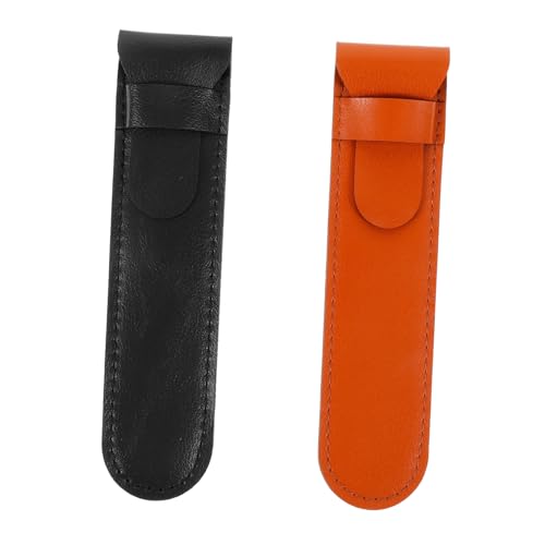 NUOBESTY 2 Stück Imitation Leder Stift Hülle Schutzhülle für Füllfederhalter Kugelschreiber und Bleistifte Eleganter Aufbewahrungsbeutel für Büro und Unterwegs von NUOBESTY