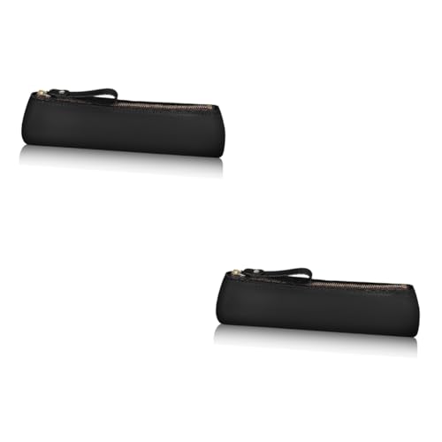 NUOBESTY 2 Stück Leder Federmäppchen für Stifte und Marker Handgefertigtes Schlankes Etui für Reise und Klassenzimmer mit Reißverschluss für Sicheren Transport Langlebig und von NUOBESTY