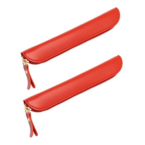 NUOBESTY 2 Stück PU Leder Federmäppchen mit Reißverschluss Kompakte Stifteetuis für Füller und Kugelschreiber Vielseitige Stifttasche für Büro Schule und Reisen Kratzfester Schreibwaren von NUOBESTY