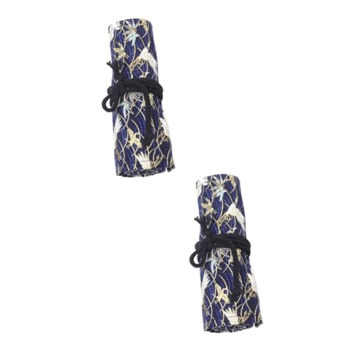 NUOBESTY 2 Stück Rolle -Stift-Vorhang-Stiftetui Großer Bleistiftbeutel Bleistifttaschen Leinentasche Schreibwaren-Kit Bürstenhalter Bleistift-Organizer Federmäppchen Masse Baumwolle von NUOBESTY