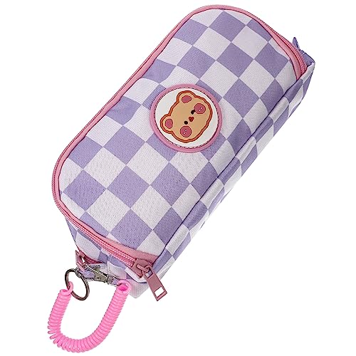 NUOBESTY 2st Federmäppchen Im Schachbrettmuster Bleistiftbeutel Mit Reißverschluss Federmäppchen Tiere Bürobedarf Tasche Für Aquarellstifte Mädchen Student Bleistifthalter Polyester Violett von NUOBESTY