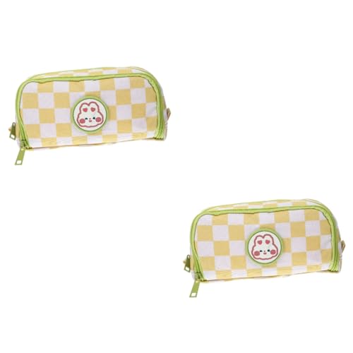 NUOBESTY 2st Federmäppchen Im Schachbrettmuster Tragbare Bleistifttaschen Federmäppchen Für Mädchen Federtasche Mit Großem Fassungsvermögen Etui Reißverschluss Kind Drucken Polyester von NUOBESTY