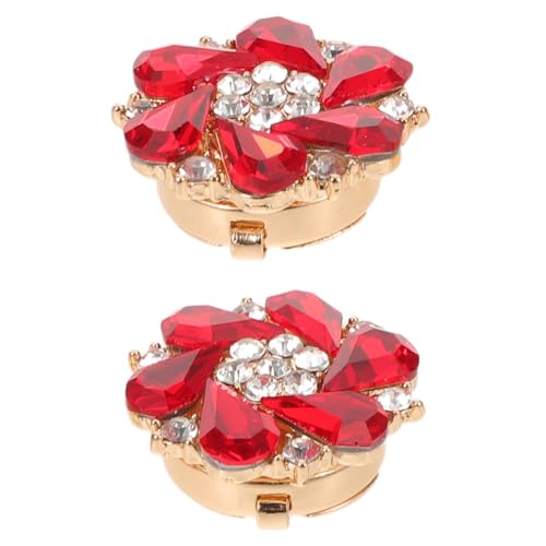 NUOBESTY 2 Stück Strass Knopfüberzüge für Damenblusen Abnehmbare Metall Knopfdeckel Stilvolle Manschettenknopf Verzierungen Kreative DIY Shirt Cuff Ornaments Rot von NUOBESTY