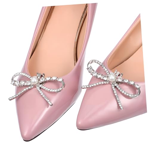 NUOBESTY 2 Stück Strass Schuhclips Bow Clips für Damen Schuhe mit Eleganter Schleife Abnehmbar Glitzernde Schuhschnallen aus Langlebiger Legierung für High Heels Hochzeit Party und Alltag von NUOBESTY