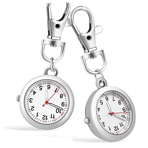 NUOBESTY 2 Stück Tragbare Clip-on Uhr Uhr Arzt Uhr Herren mit Leuchtschlaufe Kreativ Unisex Schlüsselanhänger für Tasche Handgelenk Schlüsselanhänger von NUOBESTY