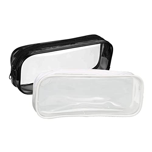 NUOBESTY 2stücke wasserdichte Stifte Und Kosmetiktaschen Transparente Pen Bags Praktische Reißverschluss-mäppchen Für Reise Und Alltag Schwarz Und Weiß von NUOBESTY