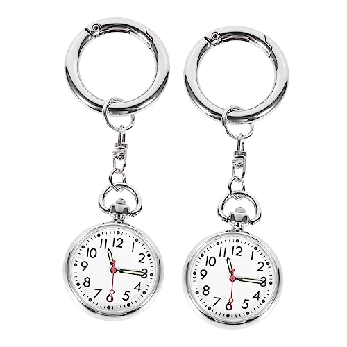 NUOBESTY 2-Teiliger Schlüssel-Ultra-Armbanduhr Für Ältere Menschen Graduierung Schallplatten-Stil Glas-Zifferblatt Schlüsselanhänger Für Kleine Uhren Praktische Kette von NUOBESTY