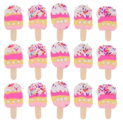 NUOBESTY 20 Stück Eiscreme-Anhänger: Flache Rückseite, Lebensmittel-Cabochons – Anhängerperlen mit süßen Leckereien – Polymer-Ton-Anhänger für Armbänder, Halsketten, DIY-Haarschmuck von NUOBESTY
