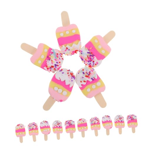 NUOBESTY 20 Stück Teiliges Miniatur Eiscreme Cabochons aus Langlebigem Polymer Clay Flache Rückseite Leichte DIY Schmuck Haar-Accessoires Bunte Süßigkeiten Anhänger für Armbänder und von NUOBESTY