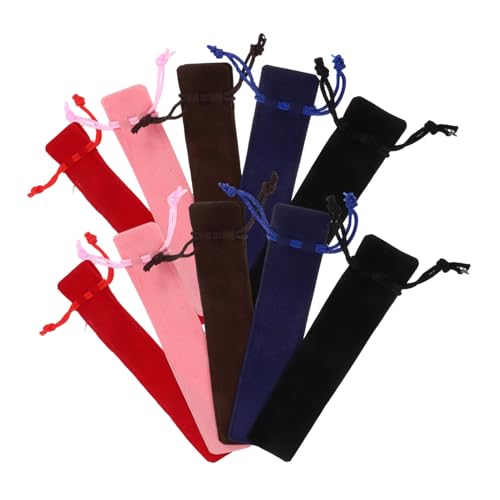 NUOBESTY 20 Stück Teiliges Samt Stiftbeutel mit Kordelzug Doppellagige Weiche Federtasche für Einzelstifte Robuste Aufbewahrungstasche in Schwarz Rot Kaffee Blau Rosa für Schule Büro Reise von NUOBESTY
