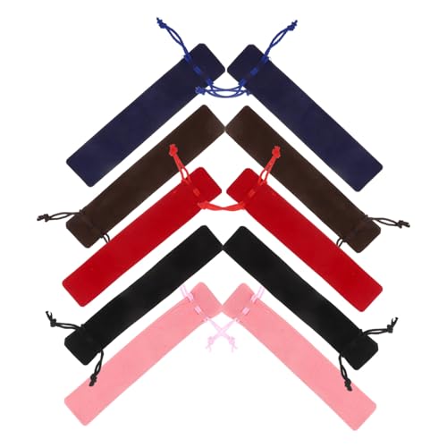 NUOBESTY 20 Stück Teiliges Samt Stiftbeutel mit Zugband Weiche Einlagige Federtasche Kratzfeste Innenfutter Tragbare Federtasche für Schüler Büro Schule Geschenkbeutel in Farben von NUOBESTY