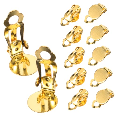 NUOBESTY 20 Stück Teiliges Set Runde Ohrclips Ohrring Converter Goldfarbene Flache Ohrstecker Komponenten für Durchbohrte Ohren Diy Schmuckherstellung von NUOBESTY