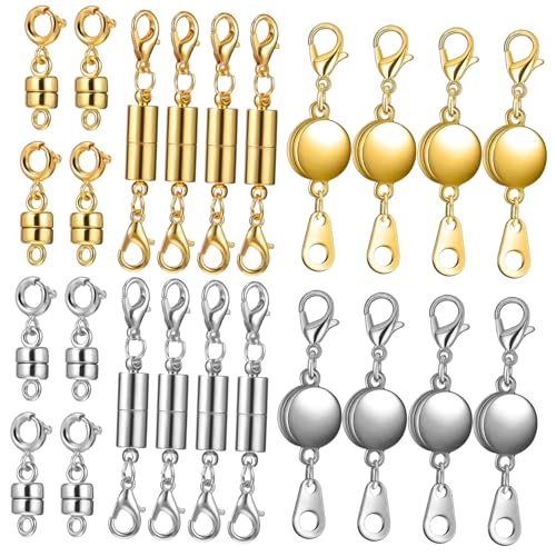 NUOBESTY 24 Stück Teiliges Magnetverschluss für Schmuck Robustem Vielseitige Magnetschließen Stilen Langlebig Polierte Oberfläche für Halsketten Armbänder und Fußkettchen von NUOBESTY