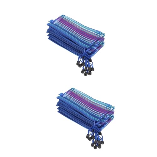 NUOBESTY 24stücke Nylon Mesh Pouch Blau Mit Regenbogenstreifen Multifunktionale Aufbewahrungstasche Für Kosmetik Bürobedarf Und Reiseaccessoires Leicht Und Langlebig von NUOBESTY