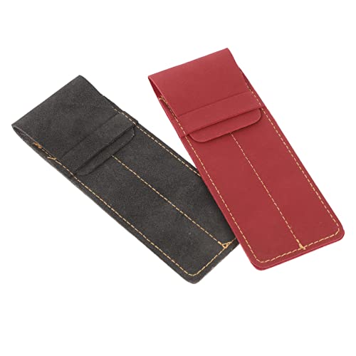 NUOBESTY 2stücke Pack Stifthülle Aus Leder Stifttasche Tragbar Stiftaufbewahrungsbeutel Stiftgeschenkbeutel Stifthalterhülle Für Schule Büro Und Reisen von NUOBESTY