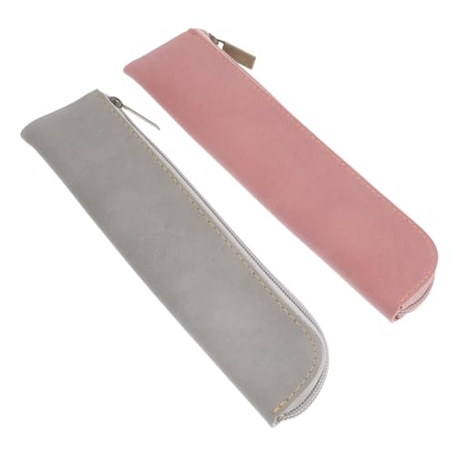 NUOBESTY 2stücke Federmäppchen Mit Reißverschluss Schmale Stifttasche Aus Pu Ästhetische Bleistiftetui Tragbare Schreibwarenhalterung Für Mädchen Und Erwachsene Organizer Für von NUOBESTY