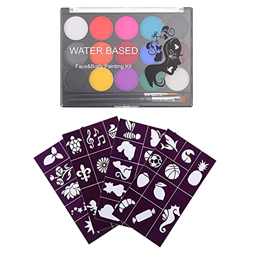 NUOBESTY 2sätze Wasserfeste Halloween Schminkpigmente Für Gesichts-make-up Farben Pinsel Und Vorlagen Für Erwachsene Für Halloween Und von NUOBESTY
