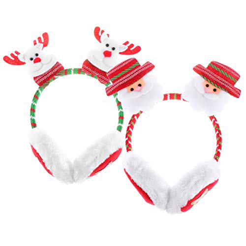 NUOBESTY 2st Weihnachtsohrwärmer Weihnachtskopfbedeckung Winter-ohrenschützer Winterplüsch-ohrenschützer Rotes Stirnband Weihnachten Stirnband Ohrenschützer Kind Strumpf Einstellbar von NUOBESTY
