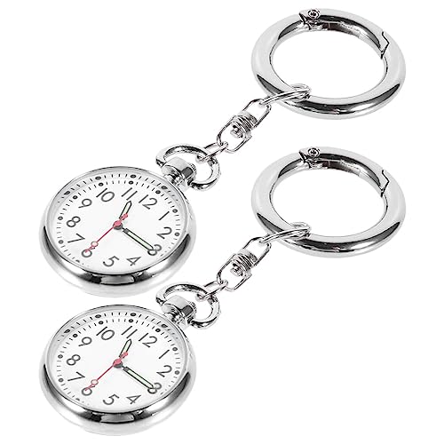 NUOBESTY 2stück Schlüsselanhänger-Uhren Für Senioren Und Pflegekräfte Tragbare Taschenuhren Silber Leicht Und Handlich Für Alltag Und Prüfungen Große Ziffern Für Einfache von NUOBESTY