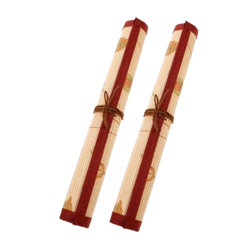 NUOBESTY 2stücke Aquarellpinselhalter Aus Bambus Pinselrolle Für Künstler Roll-up-stifteetui Mit Chinesischen Pinselstifthalter Bambus-Marker-Organizer Für Kalligrafie Roll-up-Tasche von NUOBESTY