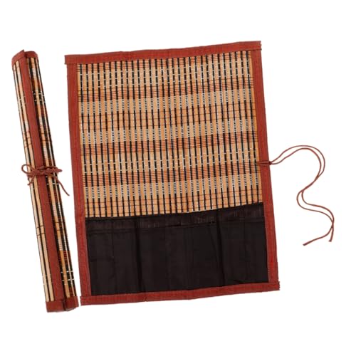 NUOBESTY 2stücke Großes Künstlerpinseletui Aus Bambus Pinselaufbewahrung Mit Aufrollbarem Design Organizer Für Kalligrafiestifte Und Malwerkzeuge Tragbar Für Reisen Hause von NUOBESTY