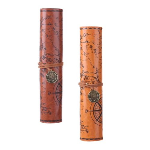 NUOBESTY 2stücke Bleistifttasche Für Skizzen Stifte-Aufbewahrungstasche Aus Hochwertigem Pu-Leder Mit Vintage-Muster Roll up Pouch Für Studenten Stiftetasche Für Kunstmalerei Praktisch von NUOBESTY