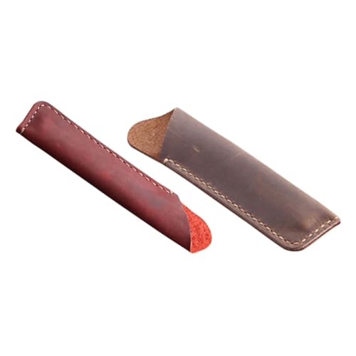 NUOBESTY 2stücke Vintage Cowhide Kugelschreiber Etui Handgemachte Pen Pouches Und Weinrot Für Büro Und Schule Aufbewahrung Für Schreibgeräte von NUOBESTY