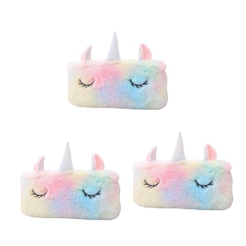 NUOBESTY 3 STK Beutel Winter Einhorn Handtasche Einhorn-Aufbewahrungstasche Plüsch-Aufbewahrungstasche Geldbörse Handtaschen Plüschhandtasche Mäppchen Reißverschluss Make-up Pinsel Student von NUOBESTY