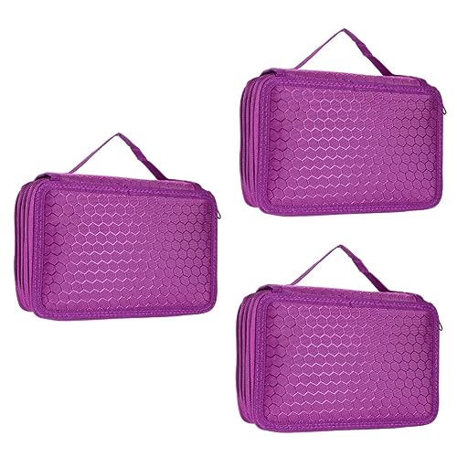 NUOBESTY 3 Stück 72 Schreibwaren-Box federmäppchen Kosmetiktasche für Mädchen Schreibwarenbeutel für Studenten Makeup Tasche Etui Stifttasche mit 72 Fächern Quadrat Stifthalter Violett von NUOBESTY