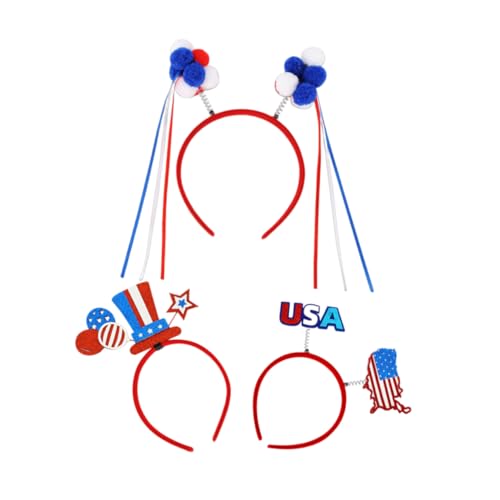 NUOBESTY 3 Stück Amerikaner Unabhängigkeitstag Kopfschmuck Kopfbedeckung zum Tag der Unabhängigkeit Partyzubehör für den Unabhängigkeitstag patriotisches Stirnband Haarball von NUOBESTY