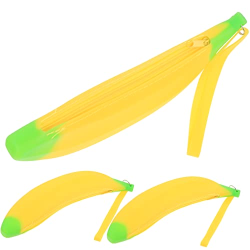 NUOBESTY 3St Bananen Federmäppchen Geldbörse für Mädchen Geldbörsen für Kinder Cute Pencil case Kinder federmäppchen Stiftetui aus Silikon Silikon-Bananen-Stifthülle Karikatur Stifthalter von NUOBESTY