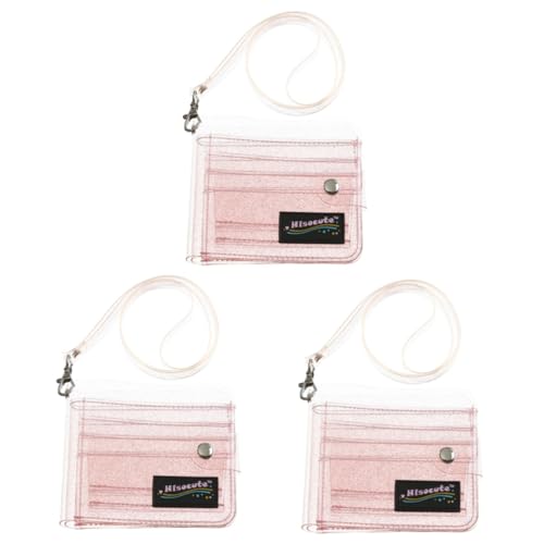 NUOBESTY 3St Halter Brieftasche Light reißverschluss photostickomni glitzerstoff solevernebler Sicherheit bisschen tütchen girlmore Girl o'bag Geldbörse Glitzerpulver ID-Paket Mädchen Rosa von NUOBESTY