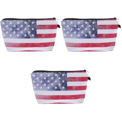 NUOBESTY 3St Kosmetiktasche mit Flagge kleine Reise-Kosmetiktasche personalisiert Beutel verbandsschere fadenschere Wiederverwendbare Schminktasche für den Haushalt Polyester von NUOBESTY