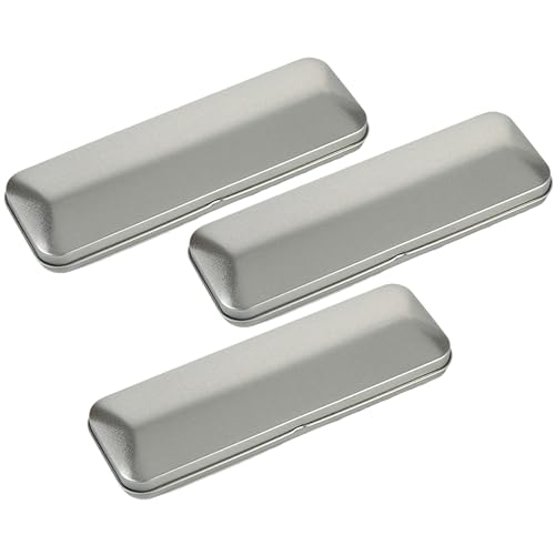 NUOBESTY 3stücke Metall Stifteetui Für Schüler Weißblech Stifte-Organizer Mit Deckel Tragbares Federmäppchen Für Schule Zuhause Und Büro Robuste Stiftbox Für Bleistifte Und Buntstifte von NUOBESTY