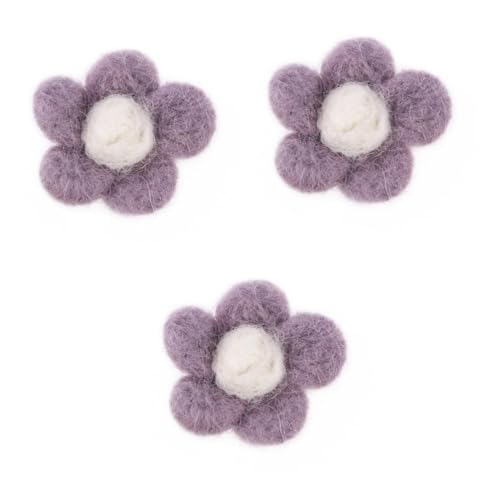 NUOBESTY 3st Wollfilz Fünfblättrige Wollfilzkugeln Wollknäuel Basteln Mini Fellknäuel Filzblumen Selber Machen Mini Flauschiger Ball DIY-Dekorationen Mini-filzblumen Violett von NUOBESTY