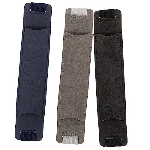 NUOBESTY 3 Stück Stifthülle Aus Pu Leder Vintage Stil Stift Halter Tasche Praktische Stift Abdeckungen Für Notizbücher Schwarz Grau Dunkelblau Elastischer Stifthalter Mit Gummiband von NUOBESTY